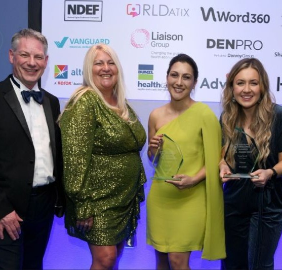 Birmingham Based Word360's employees posing with NHS excellence in supply awards for London and South regions
