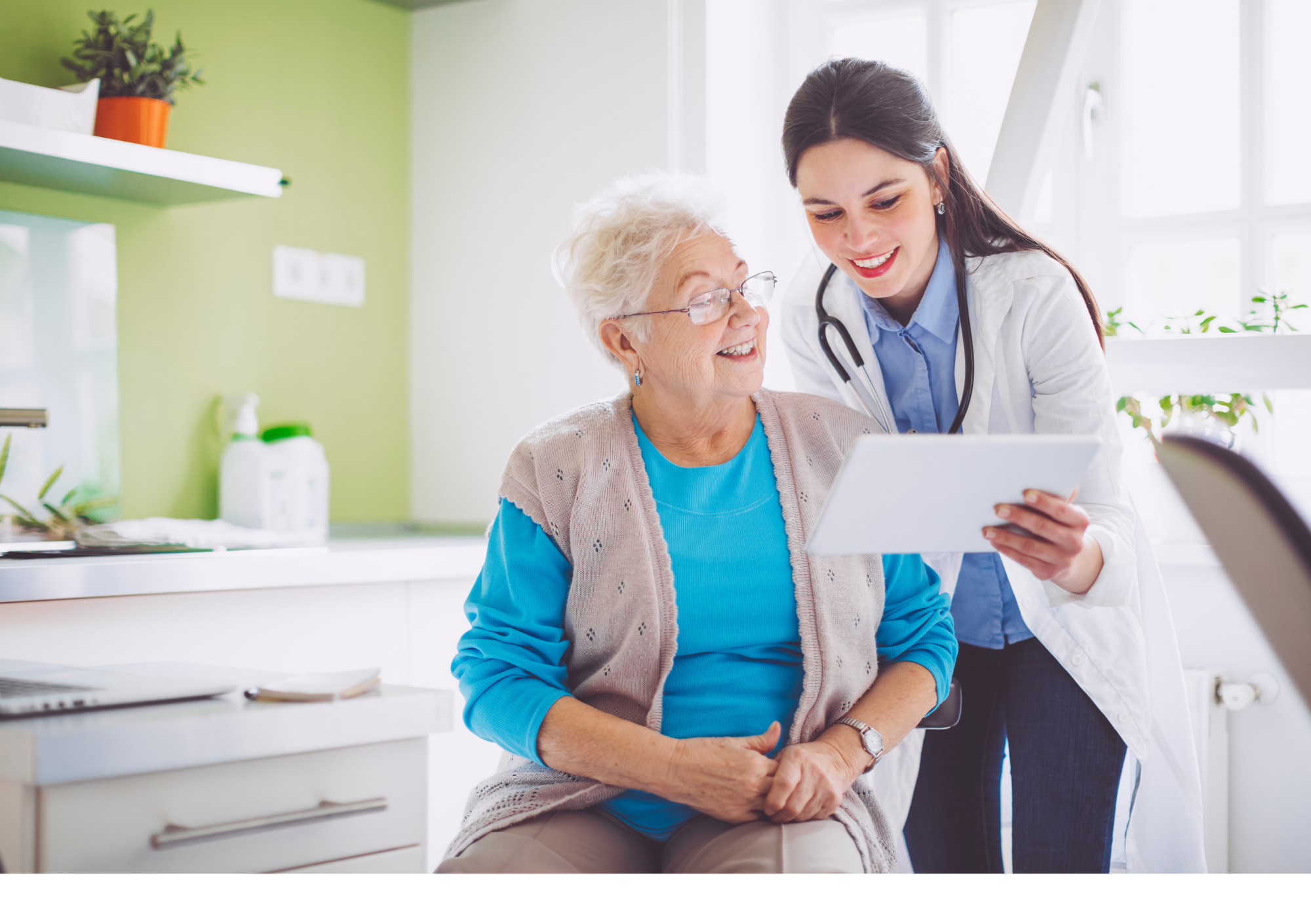 Doctor and Patient Reading Translation off Tablet