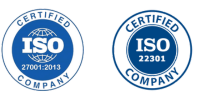 ISO 27001 and 22301 certification logos