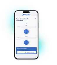 Wondaa AI translation software on Phone