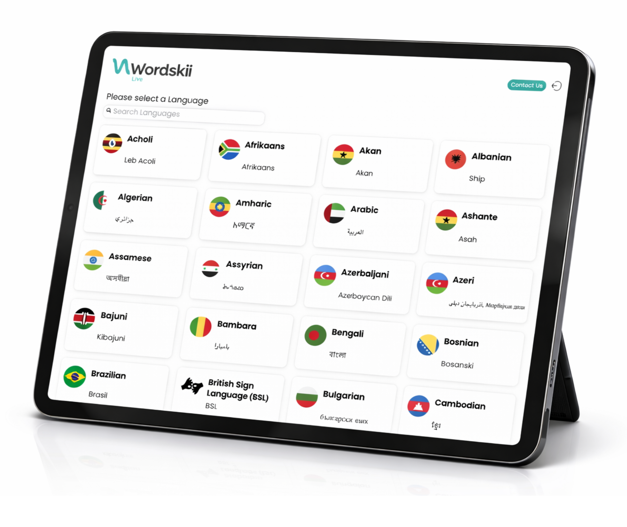tablet with wordskii interpreting software